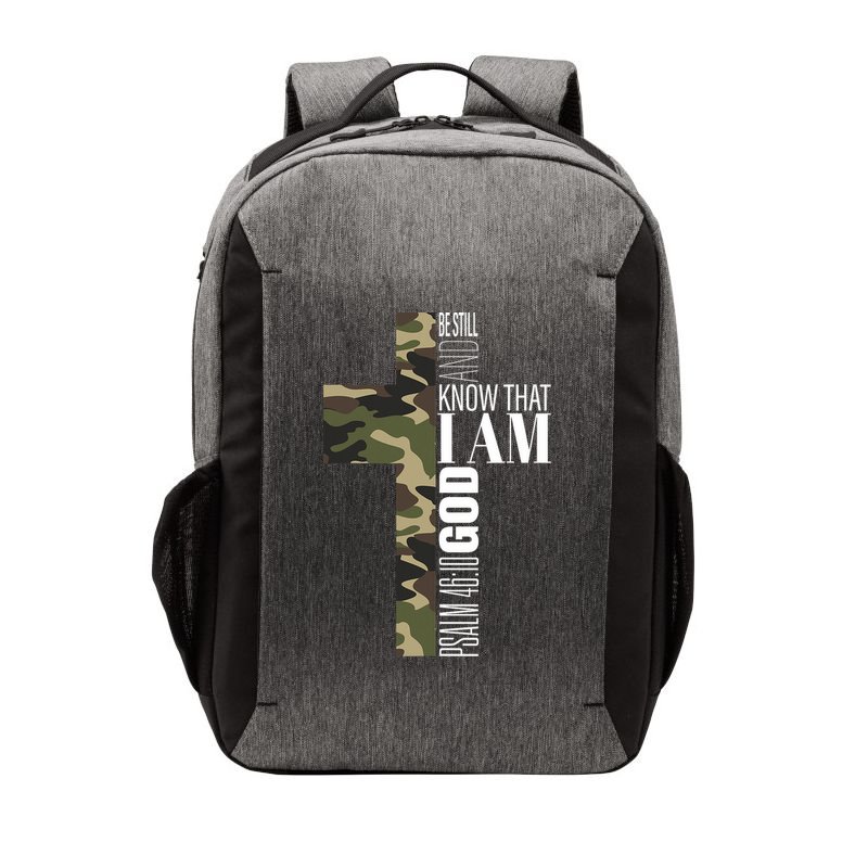 Be Still And Know God Christian Bible Verse Green Camo Cross  Vector Backpack