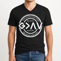 Be Still And Know, God Is Greater Than The Highs And Lows Circle V-Neck T-Shirt