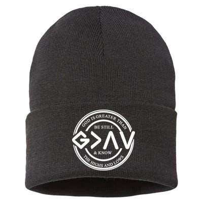 Be Still And Know, God Is Greater Than The Highs And Lows Circle Sustainable Knit Beanie