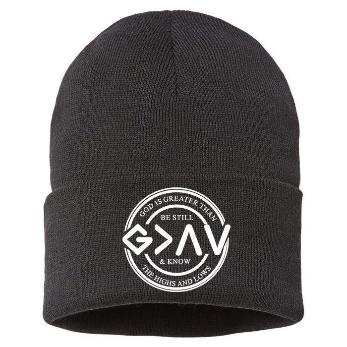 Be Still And Know, God Is Greater Than The Highs And Lows Circle Sustainable Knit Beanie