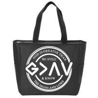 Be Still And Know, God Is Greater Than The Highs And Lows Circle Zip Tote Bag