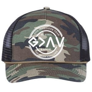 Be Still And Know, God Is Greater Than The Highs And Lows Circle Retro Rope Trucker Hat Cap