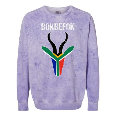 Bokbefok South African Rugby Bokke South Africa Flag Colours Colorblast Crewneck Sweatshirt