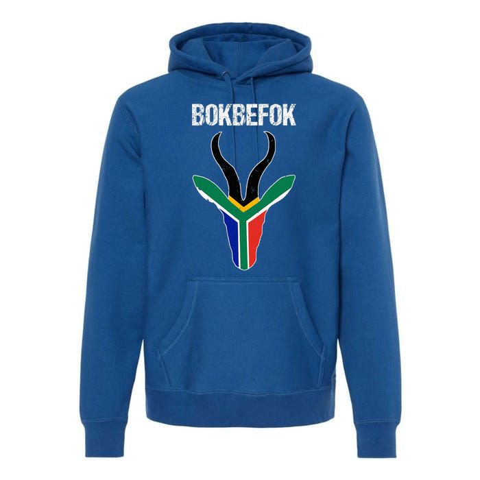 Bokbefok South African Rugby Bokke South Africa Flag Colours Premium Hoodie