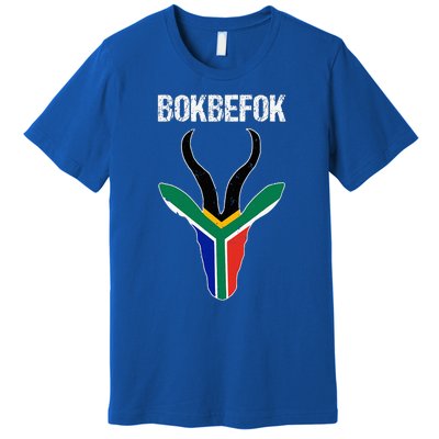 Bokbefok South African Rugby Bokke South Africa Flag Colours Premium T-Shirt