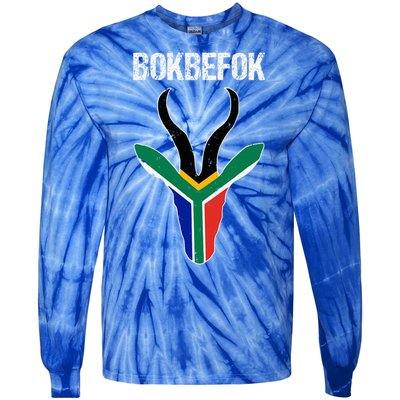 Bokbefok South African Rugby Bokke South Africa Flag Colours Tie-Dye Long Sleeve Shirt