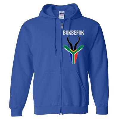 Bokbefok South African Rugby Bokke South Africa Flag Colours Full Zip Hoodie