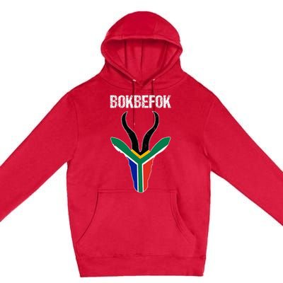 Bokbefok South African Rugby Bokke South Africa Flag Colours Premium Pullover Hoodie