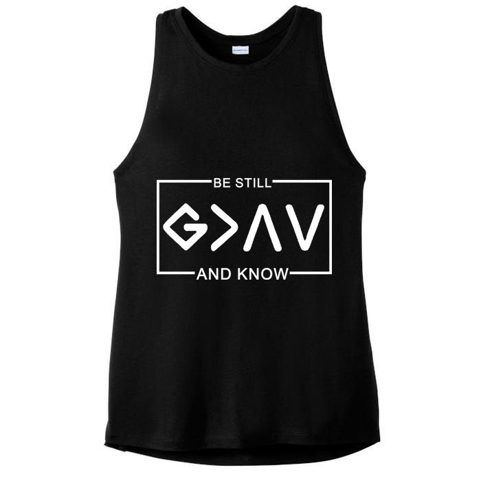 Be Still And Know, God Is Greater Than The Highs And Lows Ladies PosiCharge Tri-Blend Wicking Tank