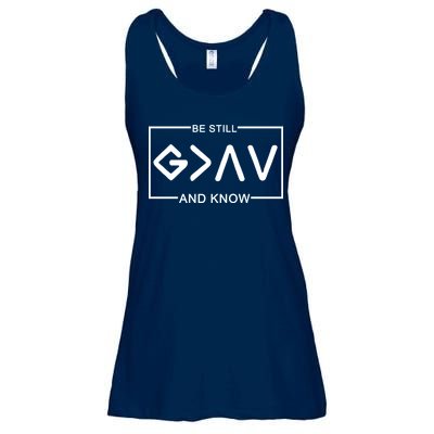 Be Still And Know, God Is Greater Than The Highs And Lows Ladies Essential Flowy Tank