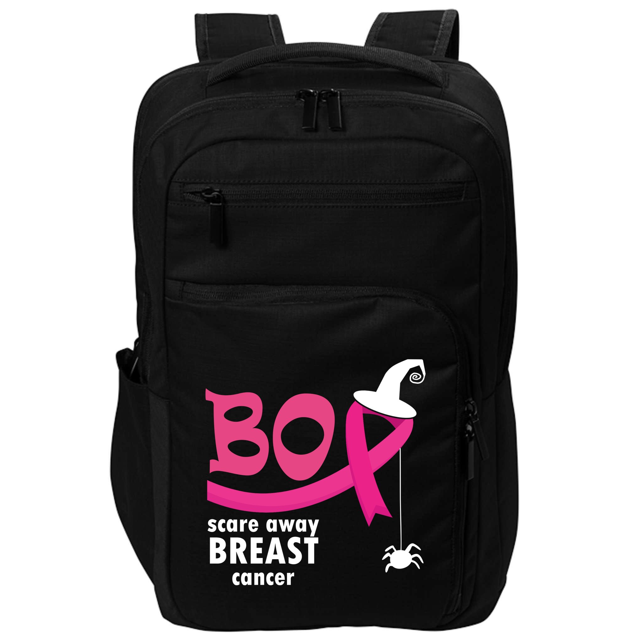 Boo Scare Away Breast Cancer Awareness Spooky Impact Tech Backpack