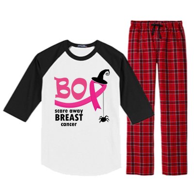 Boo Scare Away Breast Cancer Awareness Spooky Raglan Sleeve Pajama Set