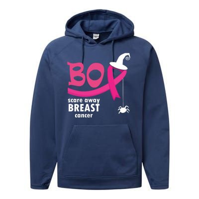 Boo Scare Away Breast Cancer Awareness Spooky Performance Fleece Hoodie