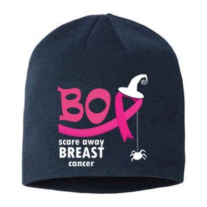 Boo Scare Away Breast Cancer Awareness Spooky Sustainable Beanie