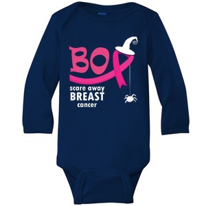 Boo Scare Away Breast Cancer Awareness Spooky Baby Long Sleeve Bodysuit