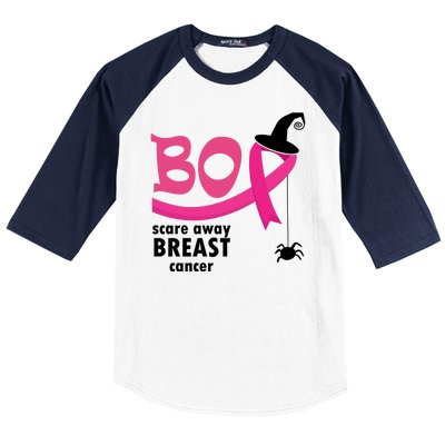 Boo Scare Away Breast Cancer Awareness Spooky Baseball Sleeve Shirt