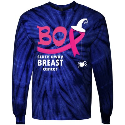 Boo Scare Away Breast Cancer Awareness Spooky Tie-Dye Long Sleeve Shirt