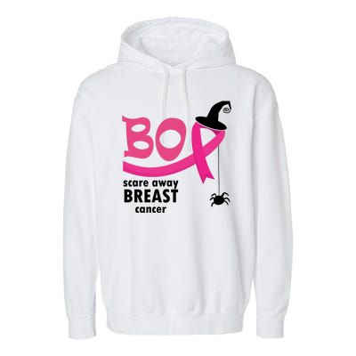 Boo Scare Away Breast Cancer Awareness Spooky Garment-Dyed Fleece Hoodie