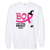 Boo Scare Away Breast Cancer Awareness Spooky Garment-Dyed Sweatshirt