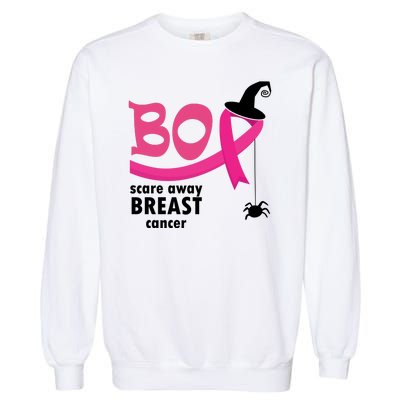 Boo Scare Away Breast Cancer Awareness Spooky Garment-Dyed Sweatshirt