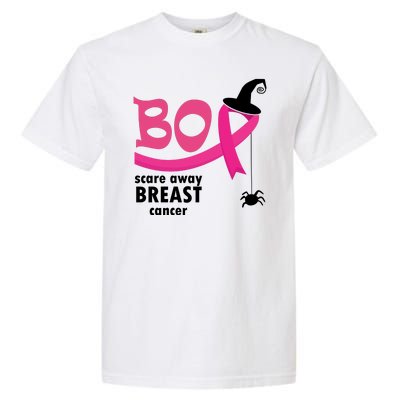 Boo Scare Away Breast Cancer Awareness Spooky Garment-Dyed Heavyweight T-Shirt