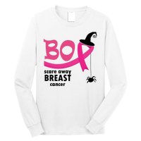 Boo Scare Away Breast Cancer Awareness Spooky Long Sleeve Shirt