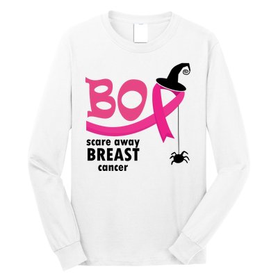 Boo Scare Away Breast Cancer Awareness Spooky Long Sleeve Shirt