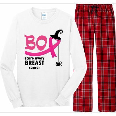 Boo Scare Away Breast Cancer Awareness Spooky Long Sleeve Pajama Set