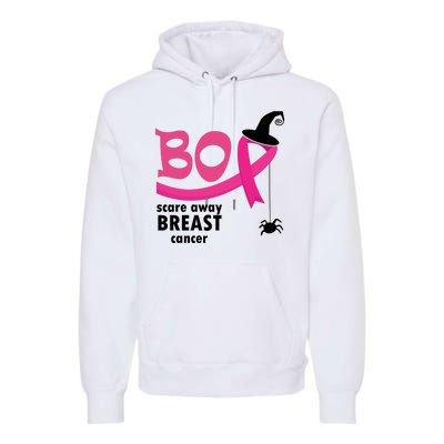 Boo Scare Away Breast Cancer Awareness Spooky Premium Hoodie