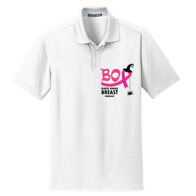 Boo Scare Away Breast Cancer Awareness Spooky Dry Zone Grid Polo