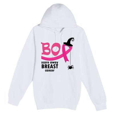 Boo Scare Away Breast Cancer Awareness Spooky Premium Pullover Hoodie