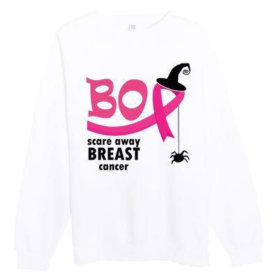 Boo Scare Away Breast Cancer Awareness Spooky Premium Crewneck Sweatshirt