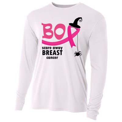 Boo Scare Away Breast Cancer Awareness Spooky Cooling Performance Long Sleeve Crew