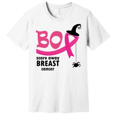 Boo Scare Away Breast Cancer Awareness Spooky Premium T-Shirt