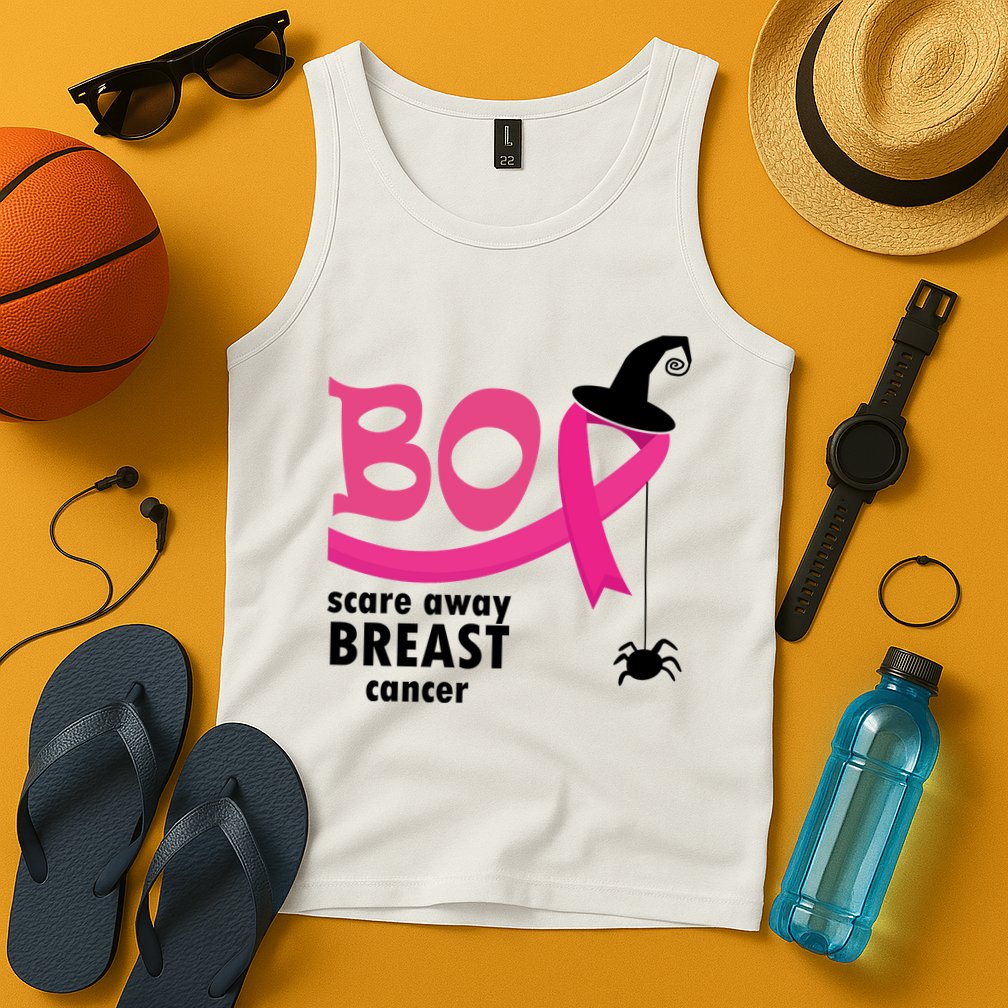 Boo Scare Away Breast Cancer Awareness Spooky Tank Top