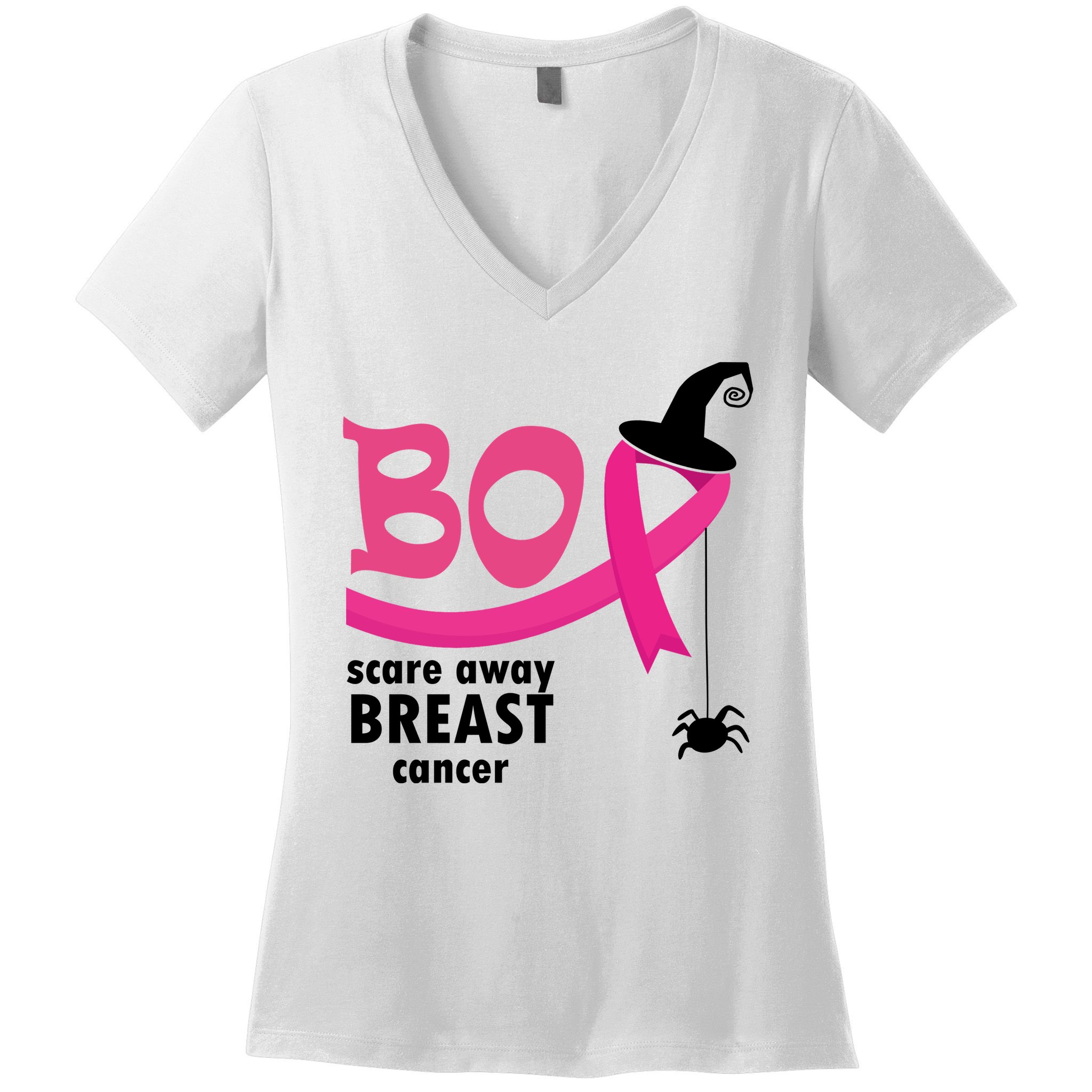 Boo Scare Away Breast Cancer Awareness Spooky Women's V-Neck T-Shirt