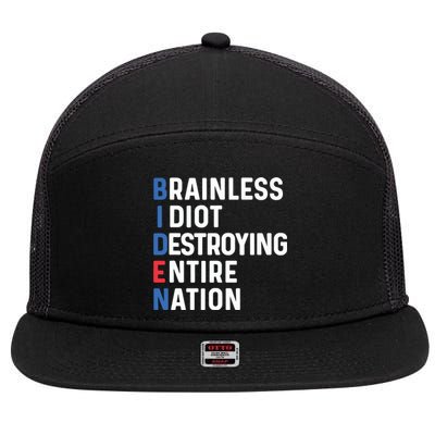 Biden Sucks Anti Biden Idiot Funny Political Humor 7 Panel Mesh Trucker Snapback Hat