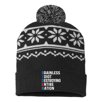 Biden Sucks Anti Biden Idiot Funny Political Humor USA-Made Snowflake Beanie