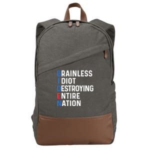 Biden Sucks Anti Biden Idiot Funny Political Humor Cotton Canvas Backpack