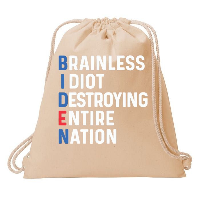 Biden Sucks Anti Biden Idiot Funny Political Humor Drawstring Bag