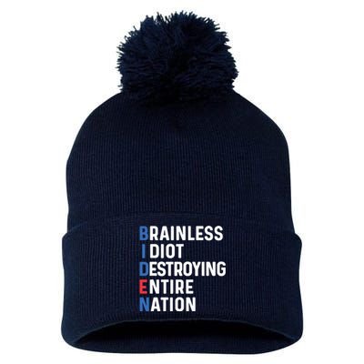 Biden Sucks Anti Biden Idiot Funny Political Humor Pom Pom 12in Knit Beanie