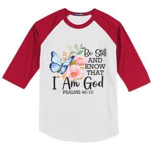 Be Still And Know That IM God Psalm 4610 Christian Flower Kids Colorblock Raglan Jersey