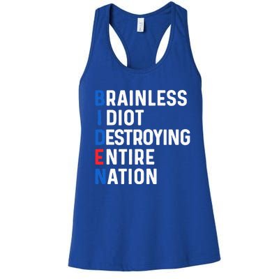 Biden Sucks Anti Biden Idiot Funny Political Women's Racerback Tank