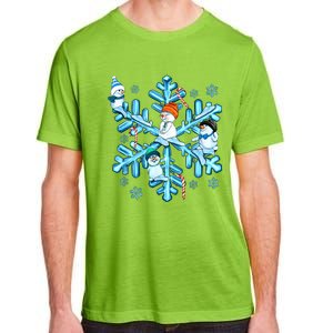 Blue Snowflakes And Snowman Merry Christmas Family Matching Adult ChromaSoft Performance T-Shirt