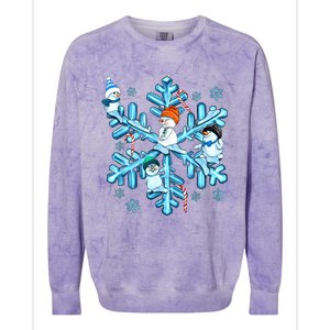 Blue Snowflakes And Snowman Merry Christmas Family Matching Colorblast Crewneck Sweatshirt