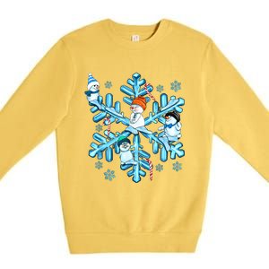 Blue Snowflakes And Snowman Merry Christmas Family Matching Premium Crewneck Sweatshirt