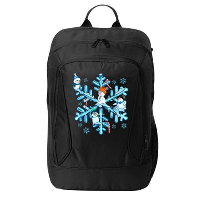 Blue Snowflakes And Snowman Merry Christmas Family Matching City Backpack