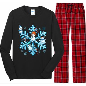 Blue Snowflakes And Snowman Merry Christmas Family Matching Long Sleeve Pajama Set