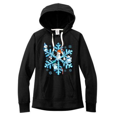 Blue Snowflakes And Snowman Merry Christmas Family Matching Women's Fleece Hoodie