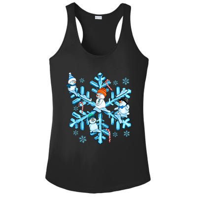 Blue Snowflakes And Snowman Merry Christmas Family Matching Ladies PosiCharge Competitor Racerback Tank